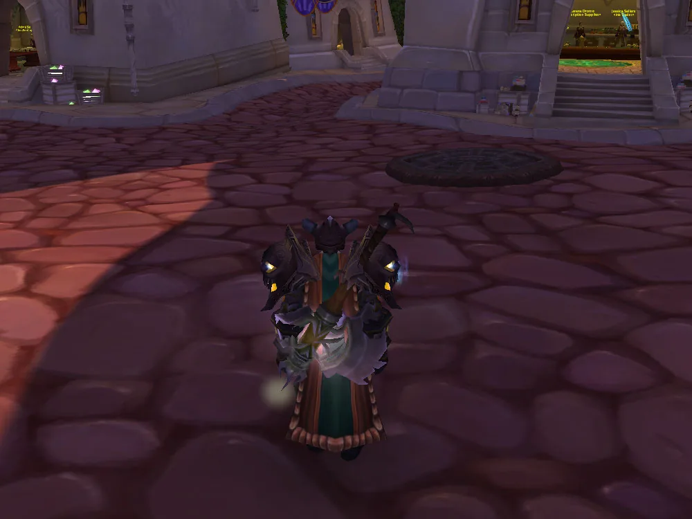 A character standing in Dalaran on the WarCrown realm